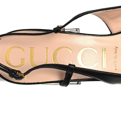 Gucci Malaga Kid Horsebit 75mm Slingback Pumps 39 Black 8 of 8