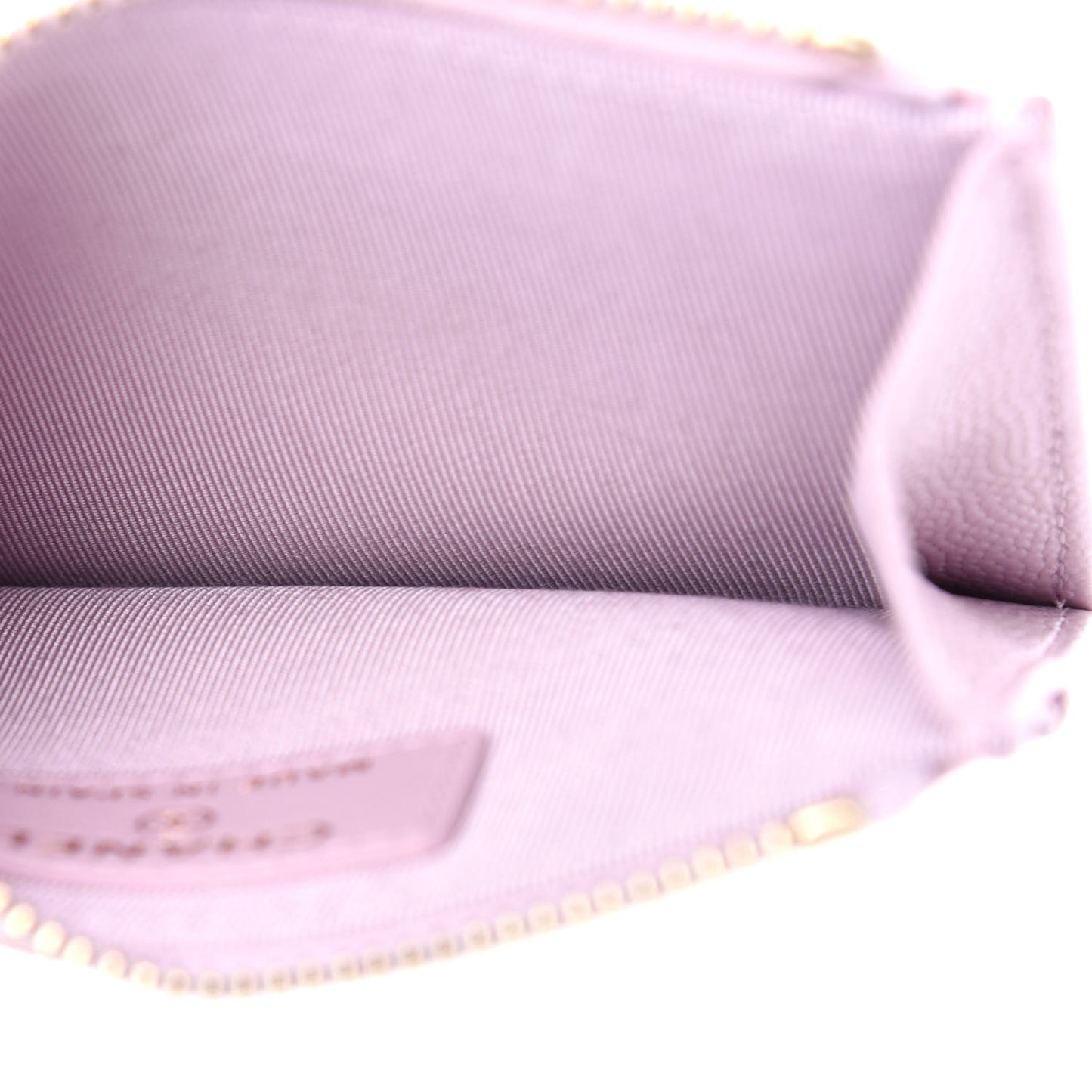 Caviar Quilted CC Zip Card Holder Light Pink