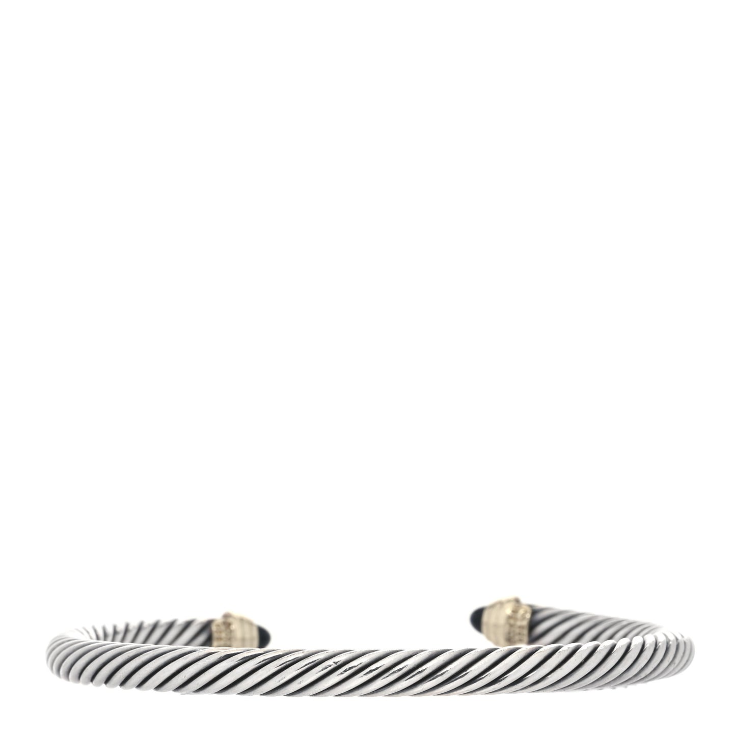 Sterling Silver 14K Yellow Gold Black Onyx 5mm Cable Classics Petite Color Bracelet