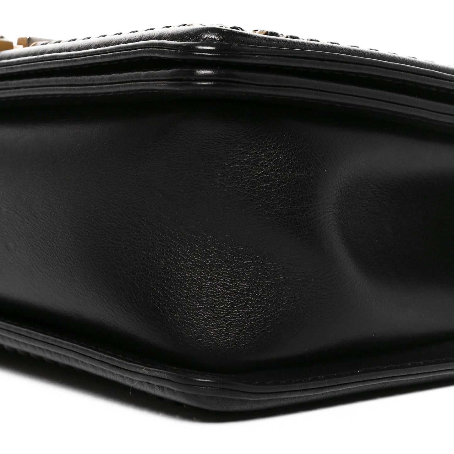 Calfskin Quilted Medium Boy Top Handle Flap Black