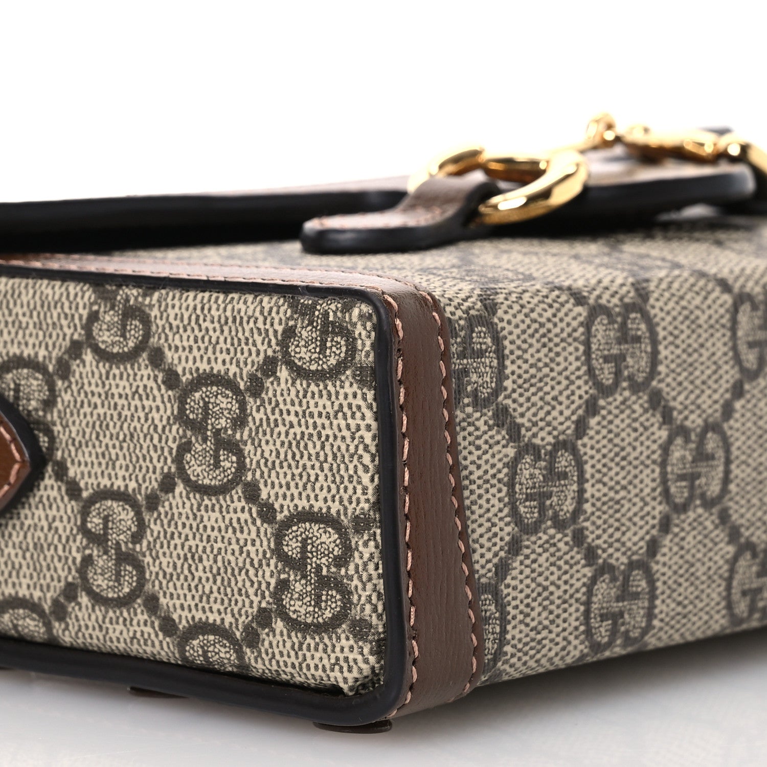 Gucci GG Supreme Monogram Mini Horsebit 1955 Shoulder Bag Beige Brown Sugar 9 of 14