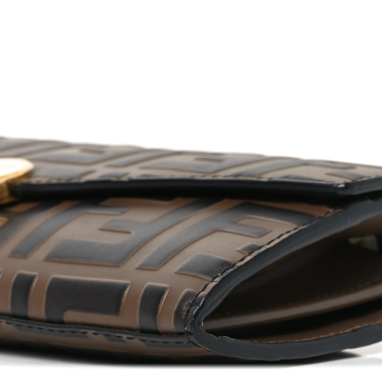 Vitello Soft F is Fendi Bi-Color FF 1974 Embossed Continental Envelope Wallet On Chain Maya Black