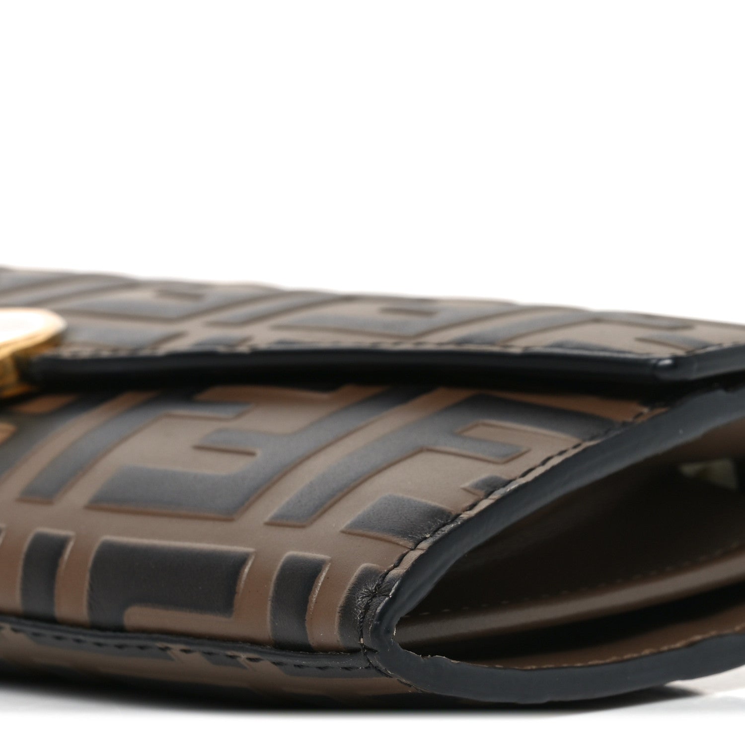 Fendi Vitello Soft F is Fendi Bi-Color FF 1974 Embossed Continental Envelope Wallet On Chain Maya Black 10 of 10