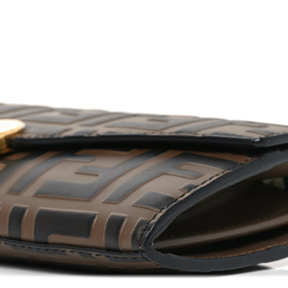 Fendi Vitello Soft F is Fendi Bi-Color FF 1974 Embossed Continental Envelope Wallet On Chain Maya Black 10 of 10