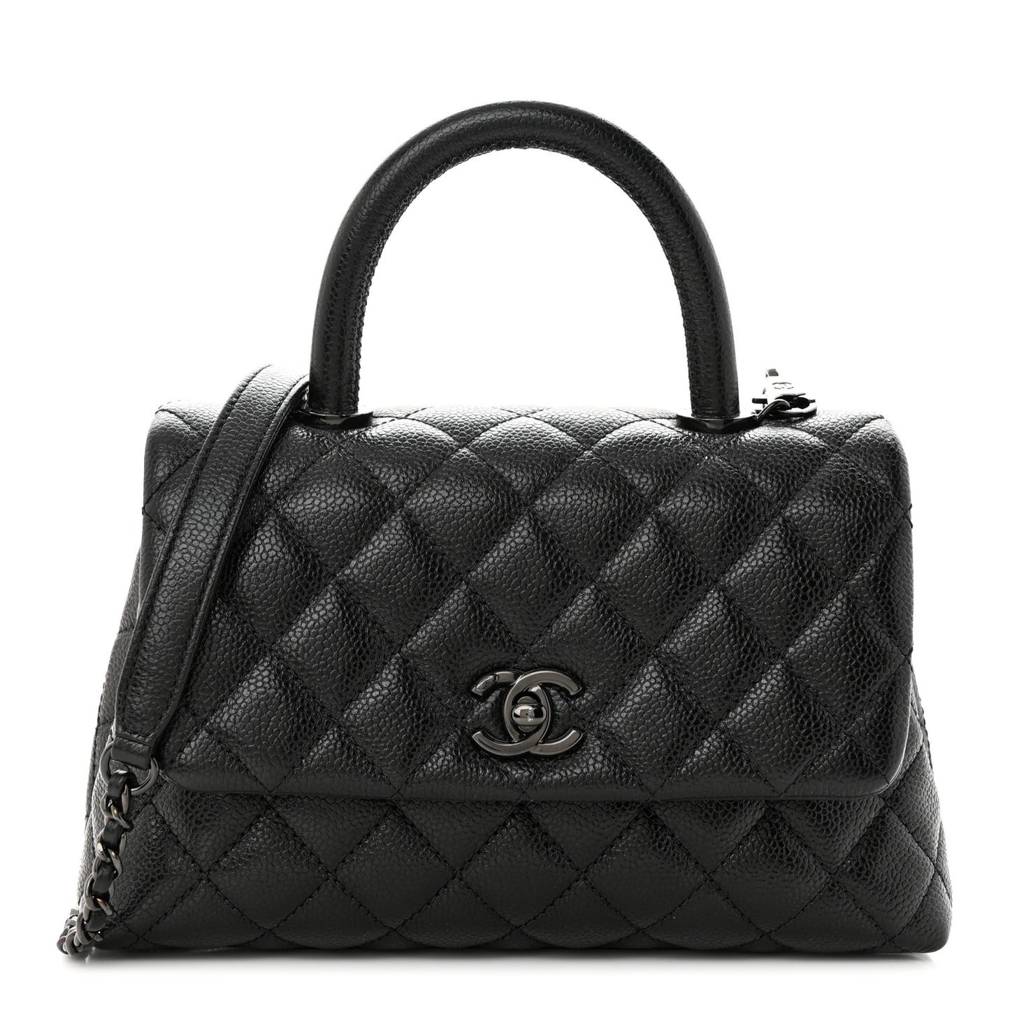Caviar Quilted Mini Coco Handle Flap So Black