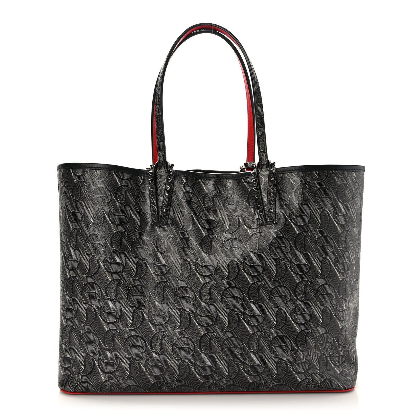 Toile Monogram Calfskin Printed Spikes East West Cabata Tote Black
