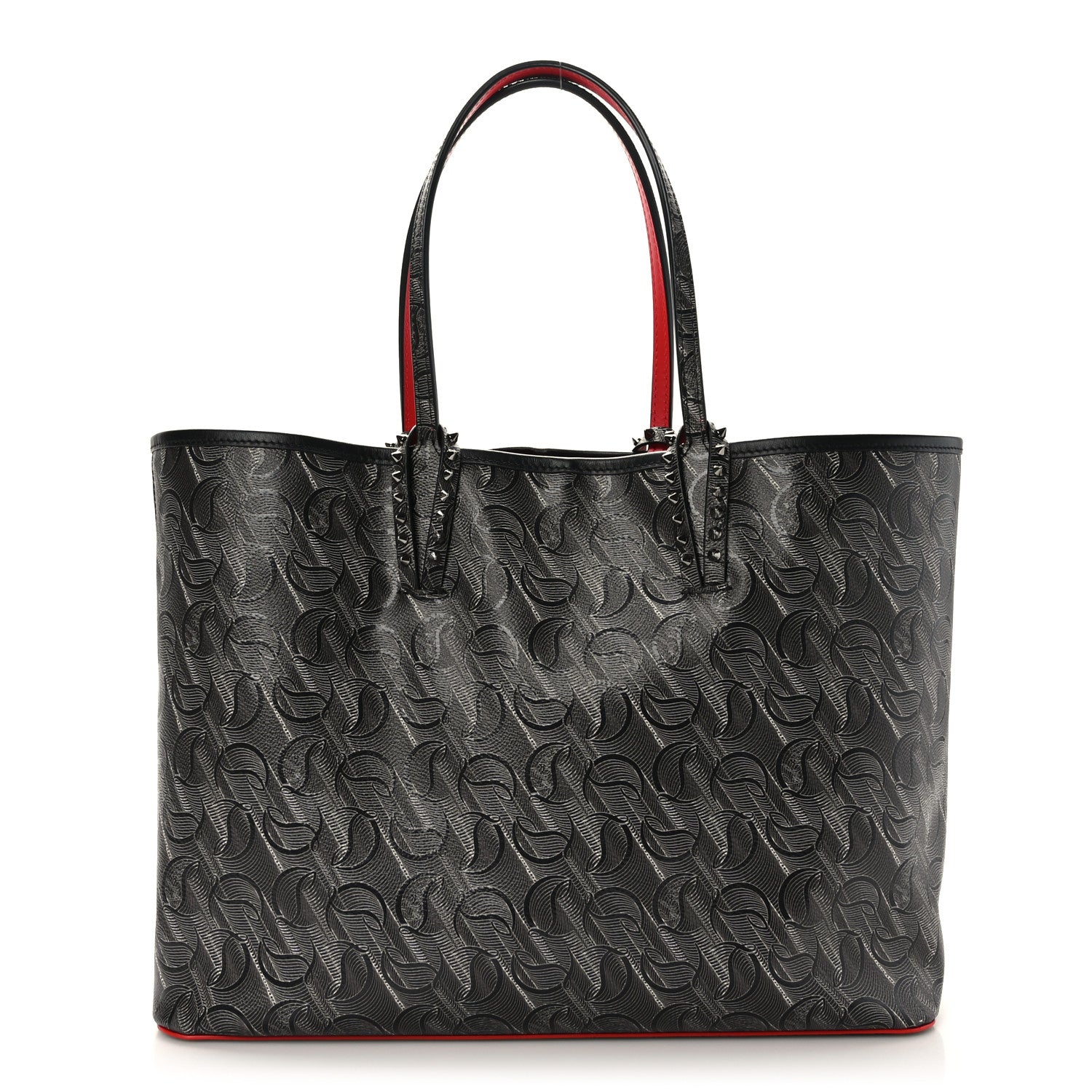 Christian Louboutin Toile Monogram Calfskin Printed Spikes East West Cabata Tote Black 1 of 9