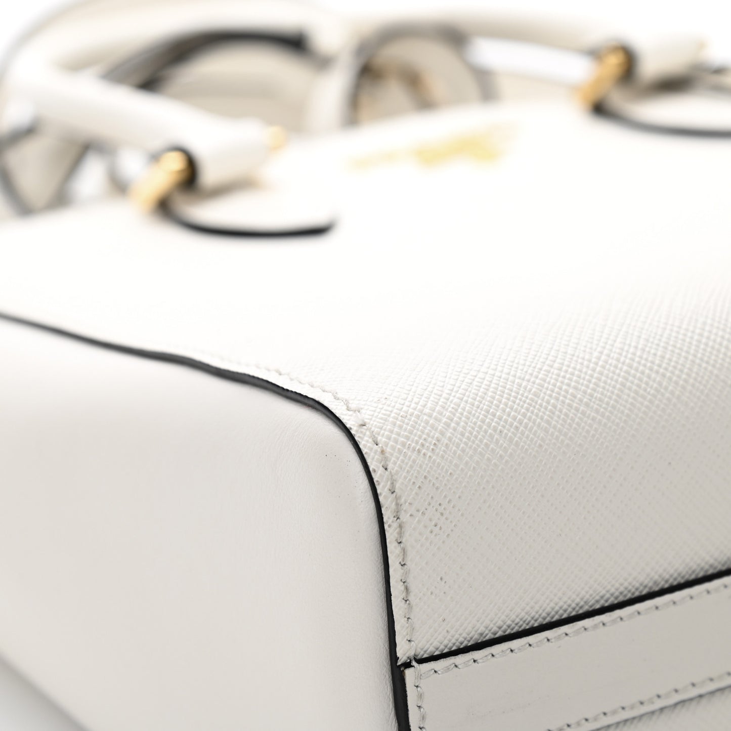 Saffiano Soft Calfskin Small Zippered Tote White