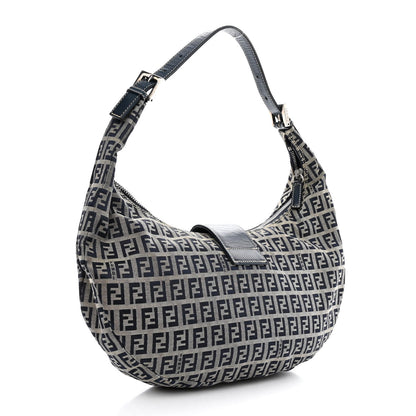 Fendi Zucchino Half Moon Baguette Navy Blue 3 of 11