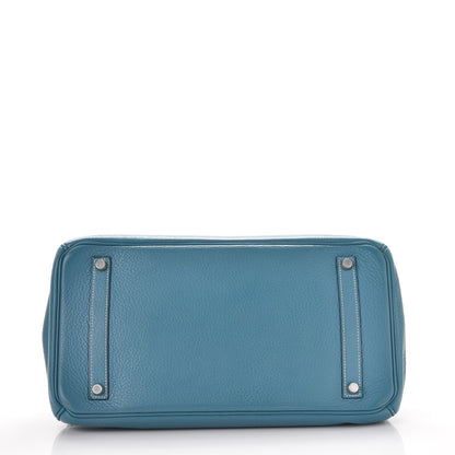 Hermes Taurillon Clemence Birkin 35 Blue Jean 6 of 40