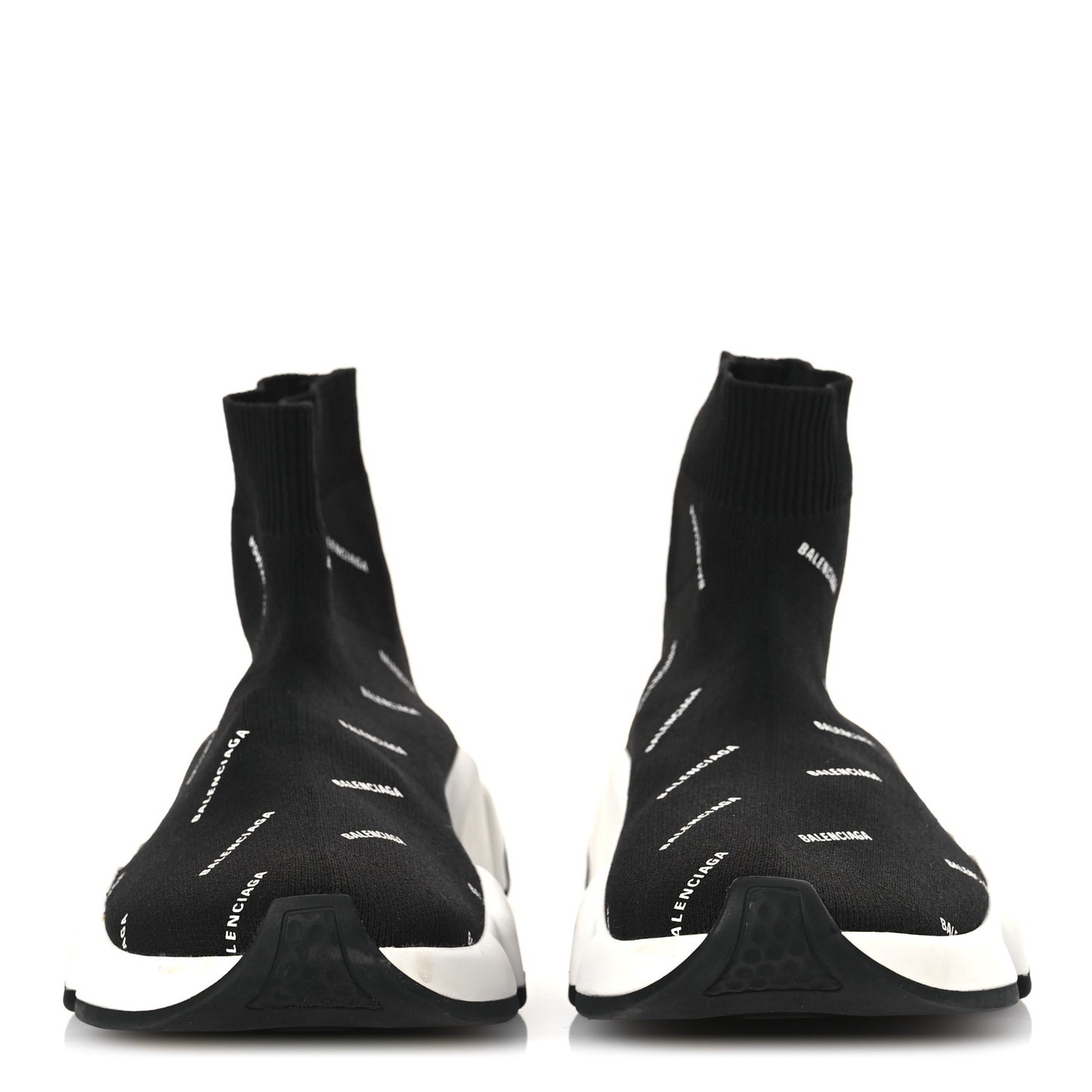 Neoprene Knit Allover Logo Bi-Color Sole Womens Speed Sneakers 35 Black White
