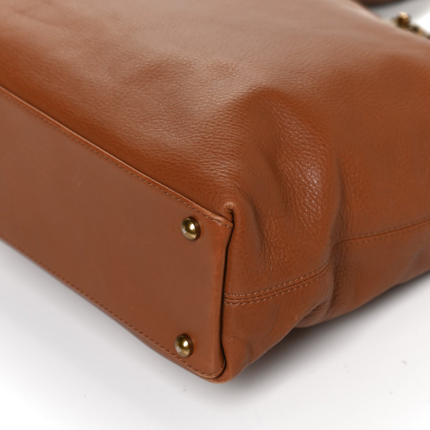 Lambskin North South Tote Brown