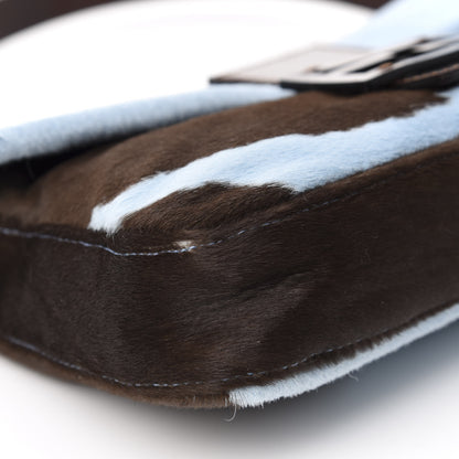 Fendi Calf Hair Baguette Light Blue Brown 6 of 11