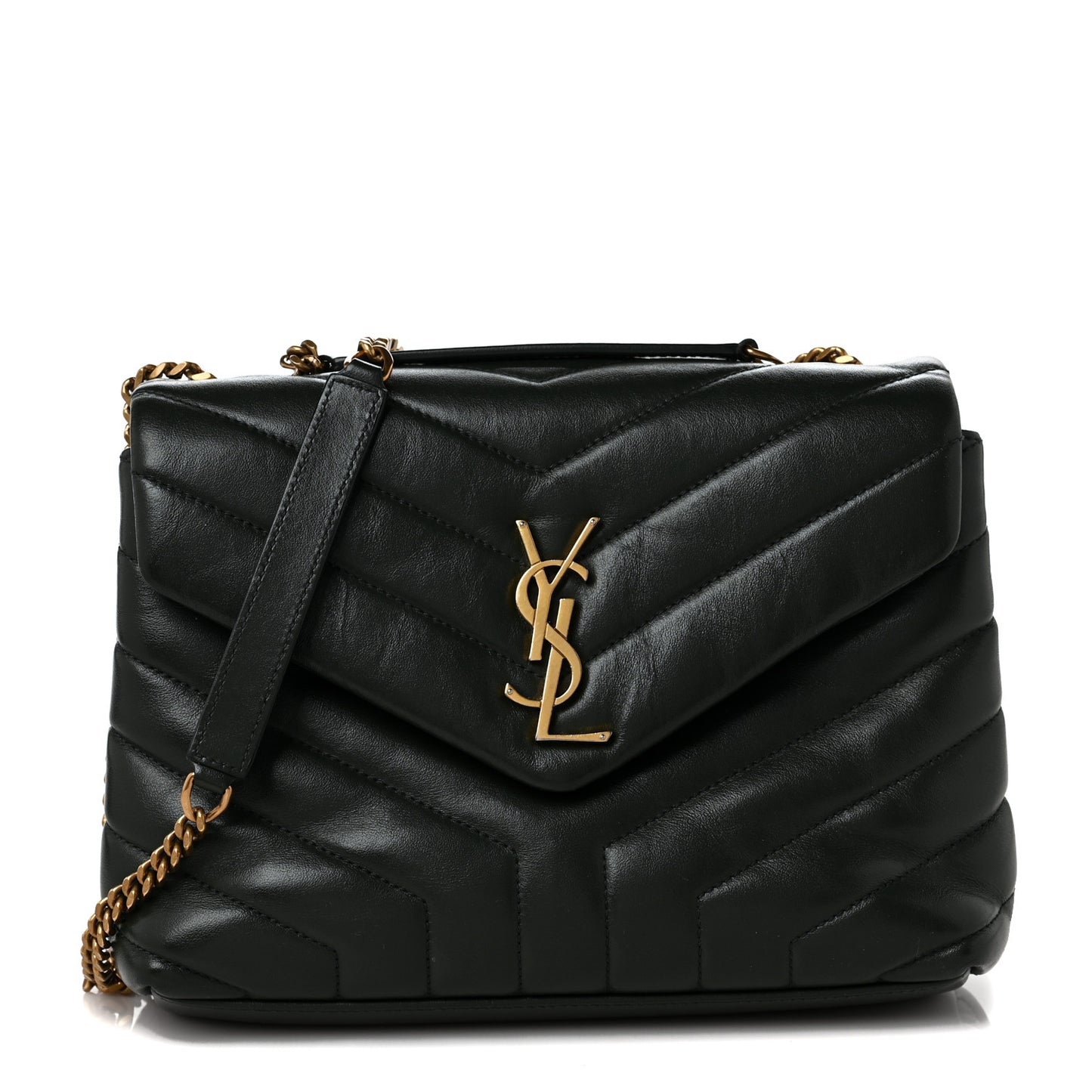 Calfskin Y Quilted Monogram Small Loulou Chain Satchel Olive