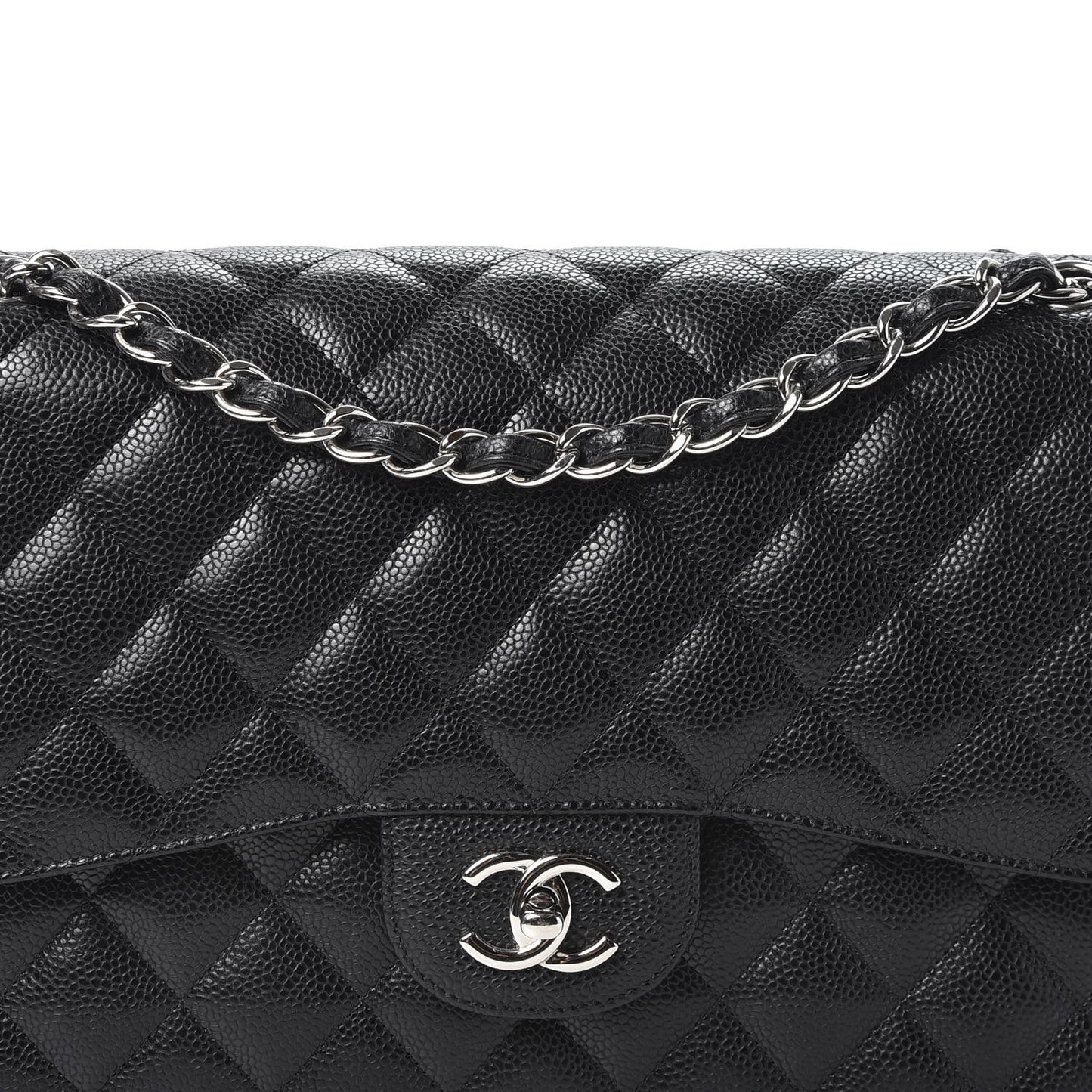 Caviar Quilted Jumbo Double Flap Black