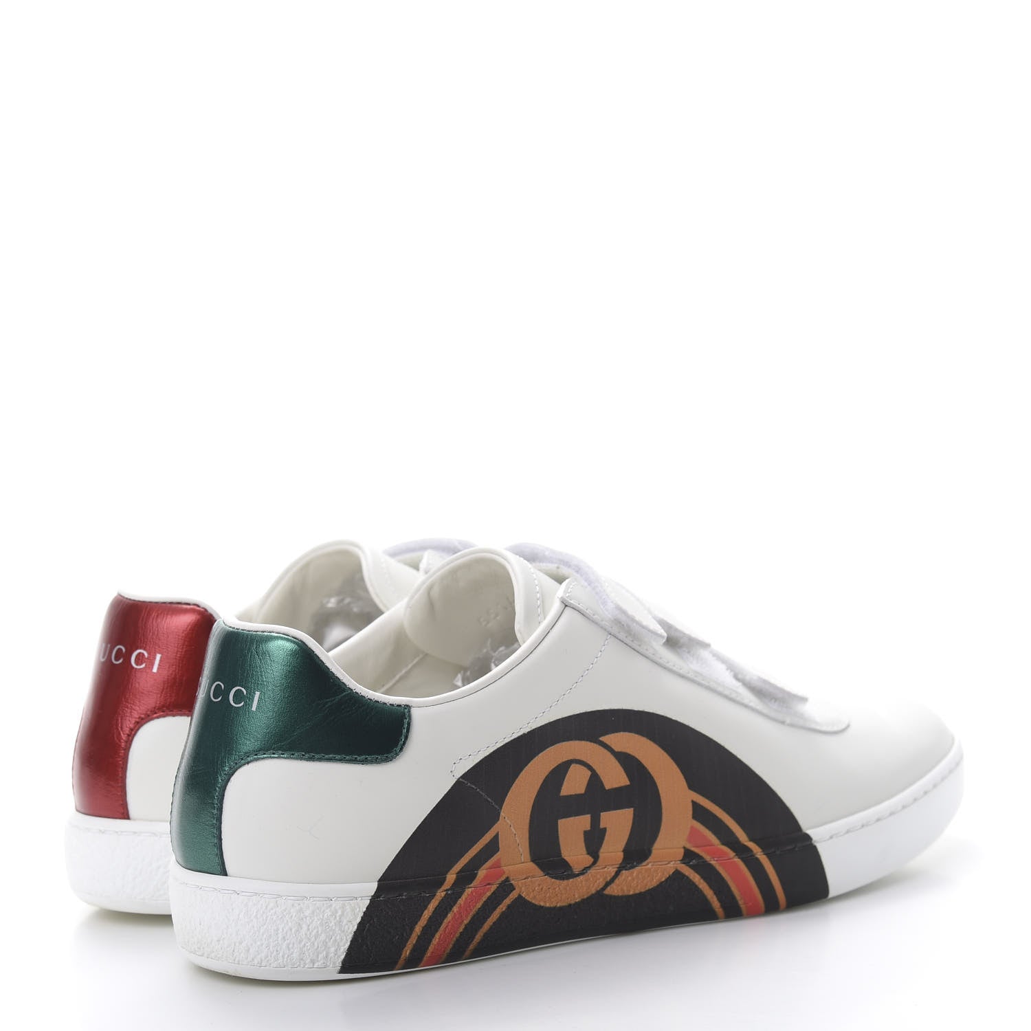 Gucci Miro Soft Calfskin Interlocking G Womens New Ace Sneakers 37.5 White Red Flame Green 4 of 9