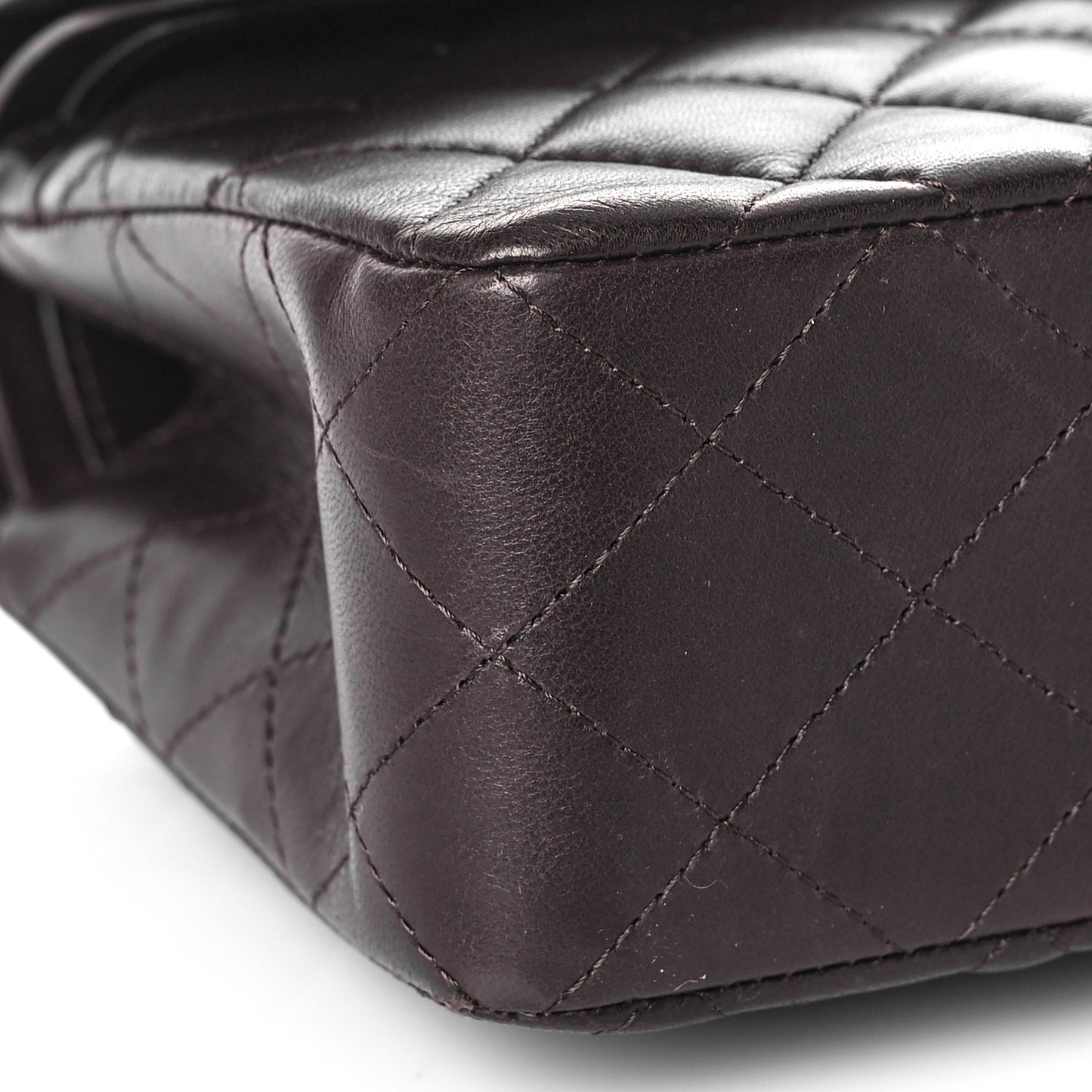 Lambskin Quilted Small Double Flap Dark Brown