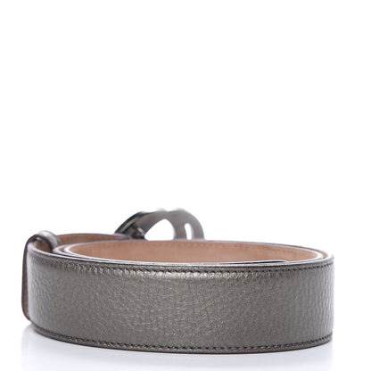 Gucci Metallic Calfskin Interlocking G 40mm Belt 95 38 Pewter 3 of 6