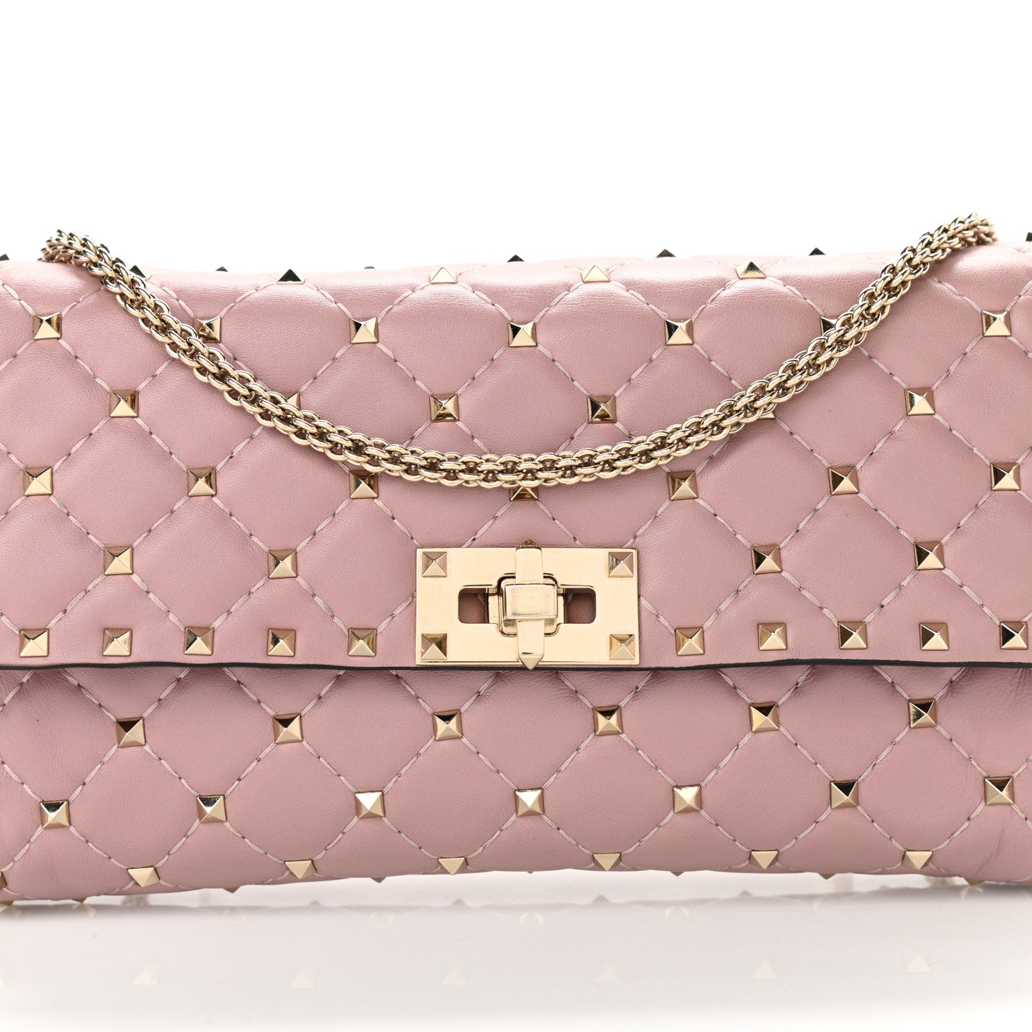 Valentino Garavani Nappa Rockstud Spike Wallet on Chain Water Rose 7 of 10
