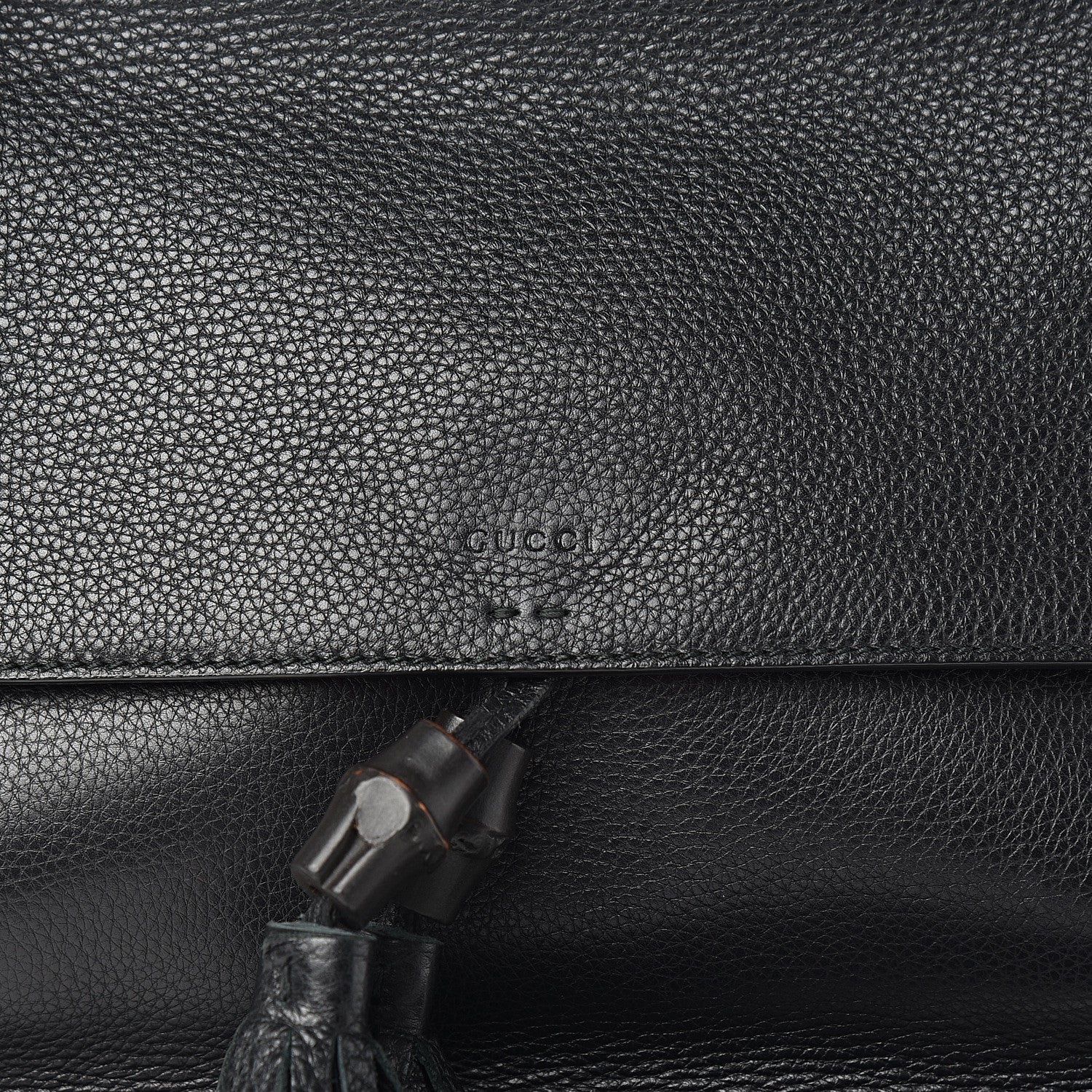 Gucci Pebbled Calfskin Medium Bamboo Daily Flap Shoulder Bag Black 8 of 9