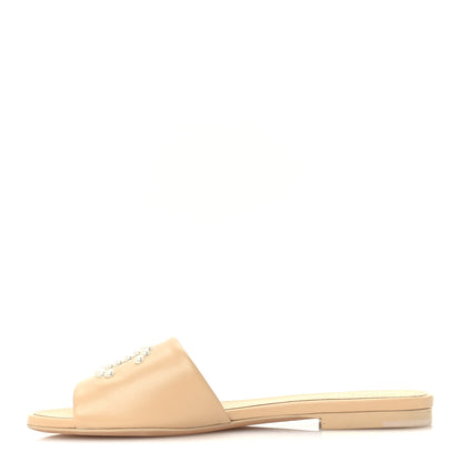 Chanel Lambskin Pearl CC Sandals 36 Beige 1 of 10