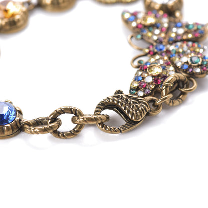 Gucci Crystal Butterfly Bracelet Aged Gold Multicolor 4 of 6