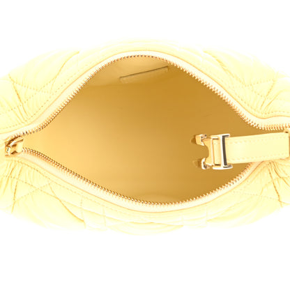 Christian Dior Calfskin Macrocannage Medium Diortravel Nomad Pouch Pale Yellow 7 of 8