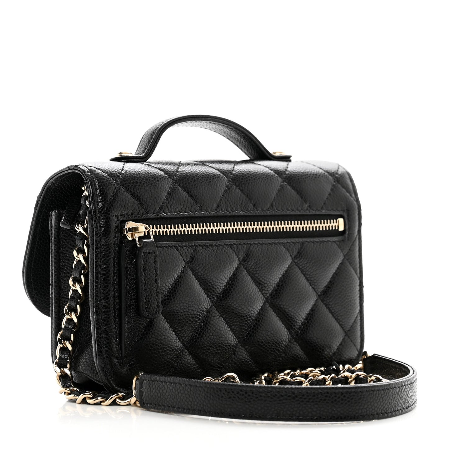 Caviar Quilted Business Affinity Clutch With Chain Black