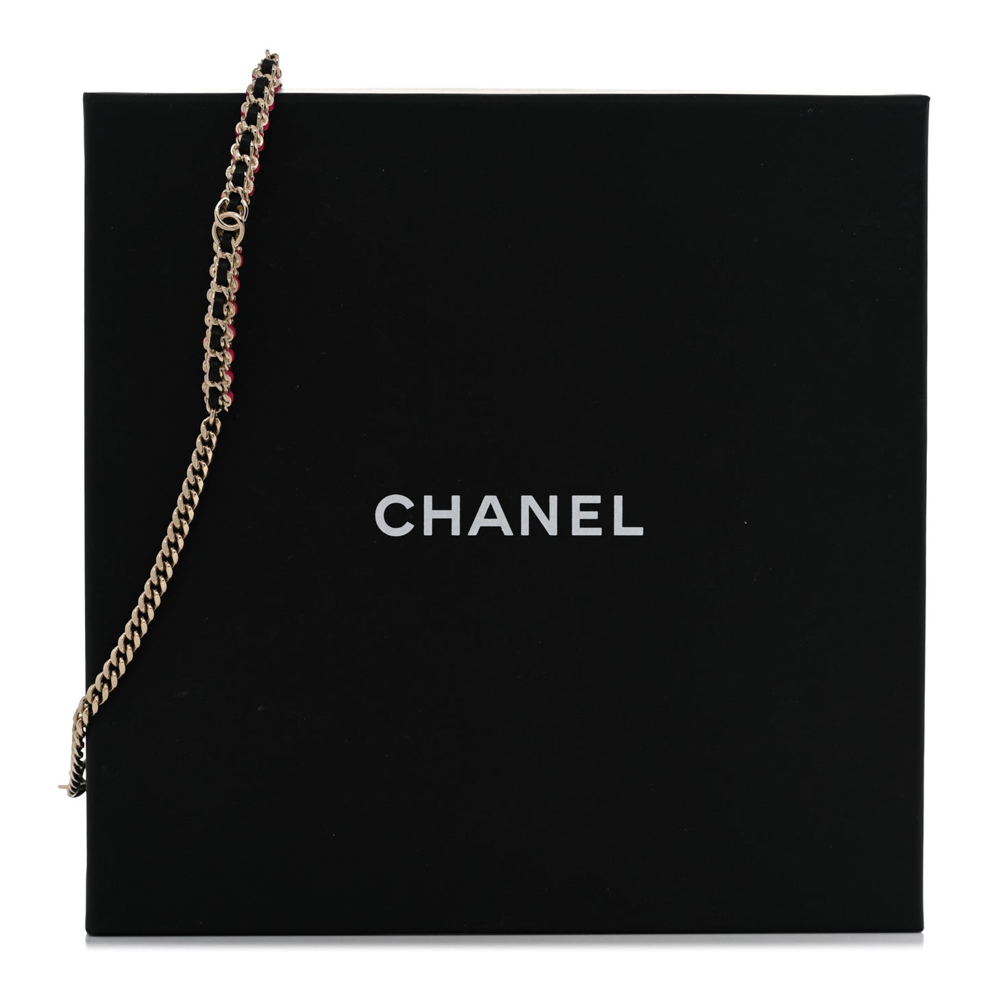 Metal Lambskin CC Choker Necklace Black Pink Gold