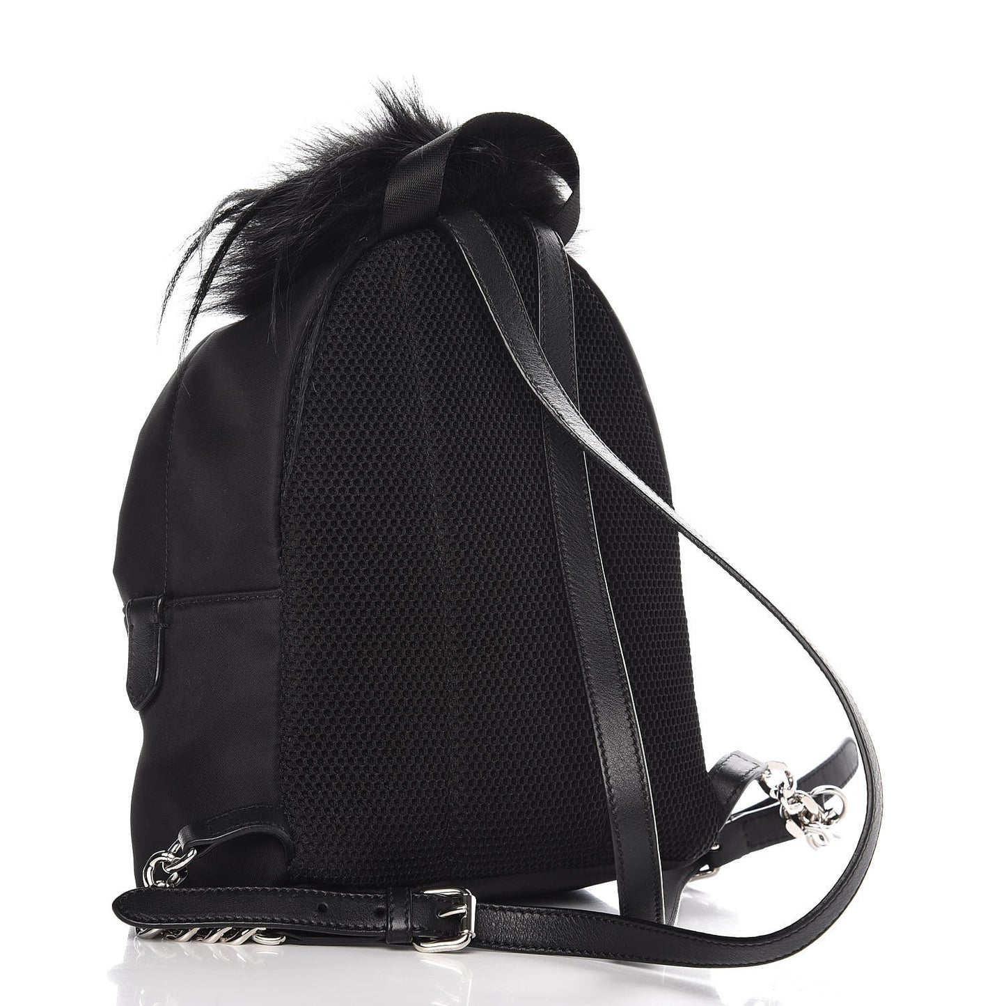 Nylon Vitello Dolce Goat Fox Fur Crocodile Monster Eyes Mini Backpack Black Sunflower