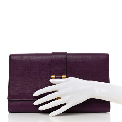 Saint Laurent Textured Calfskin Classic Y Ligne Clutch Purple 2 of 10