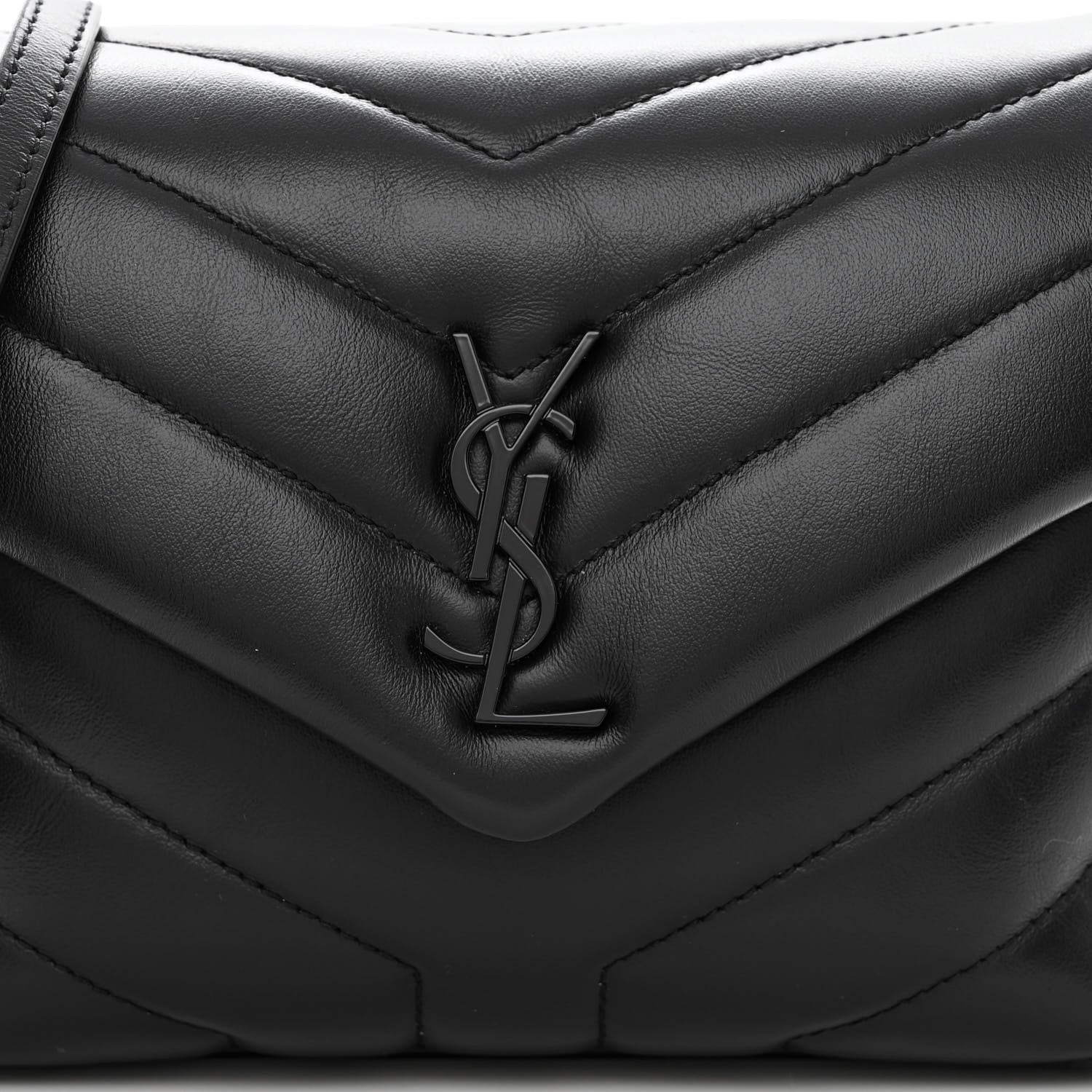 Saint Laurent Calfskin Y Quilted Monogram Monochrome Toy Loulou Crossbody Bag Black 7 of 10