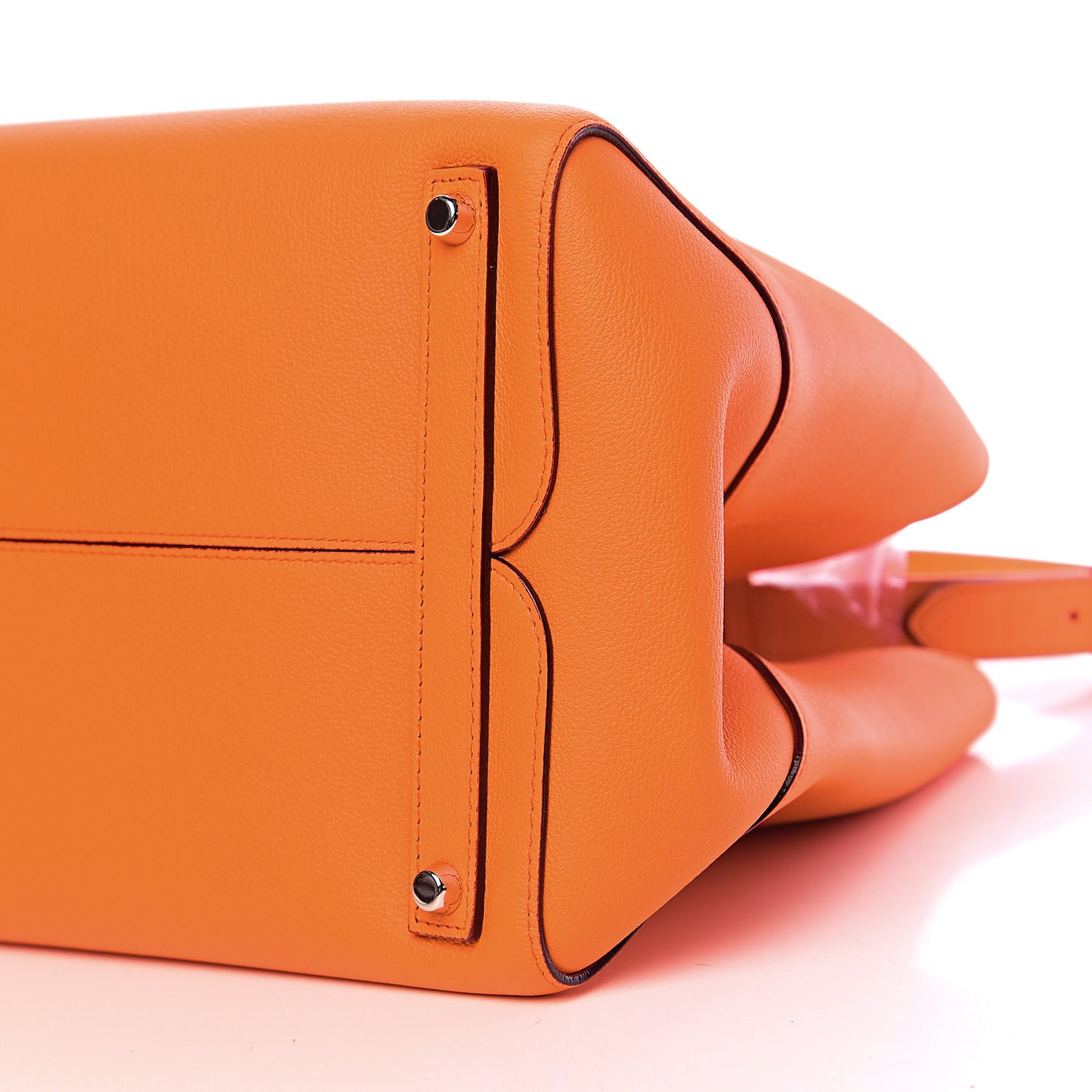 Supple Grained Calfskin Large Open Bar Tote Orange
