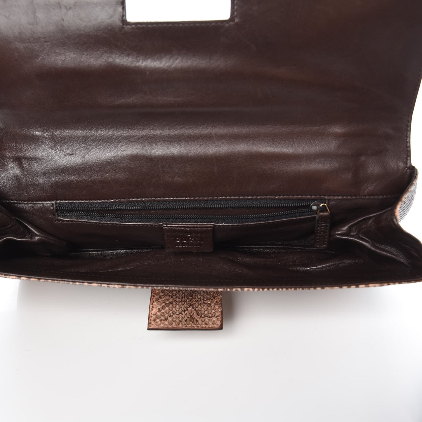 Python Bamboo Top Handle Bag Brown