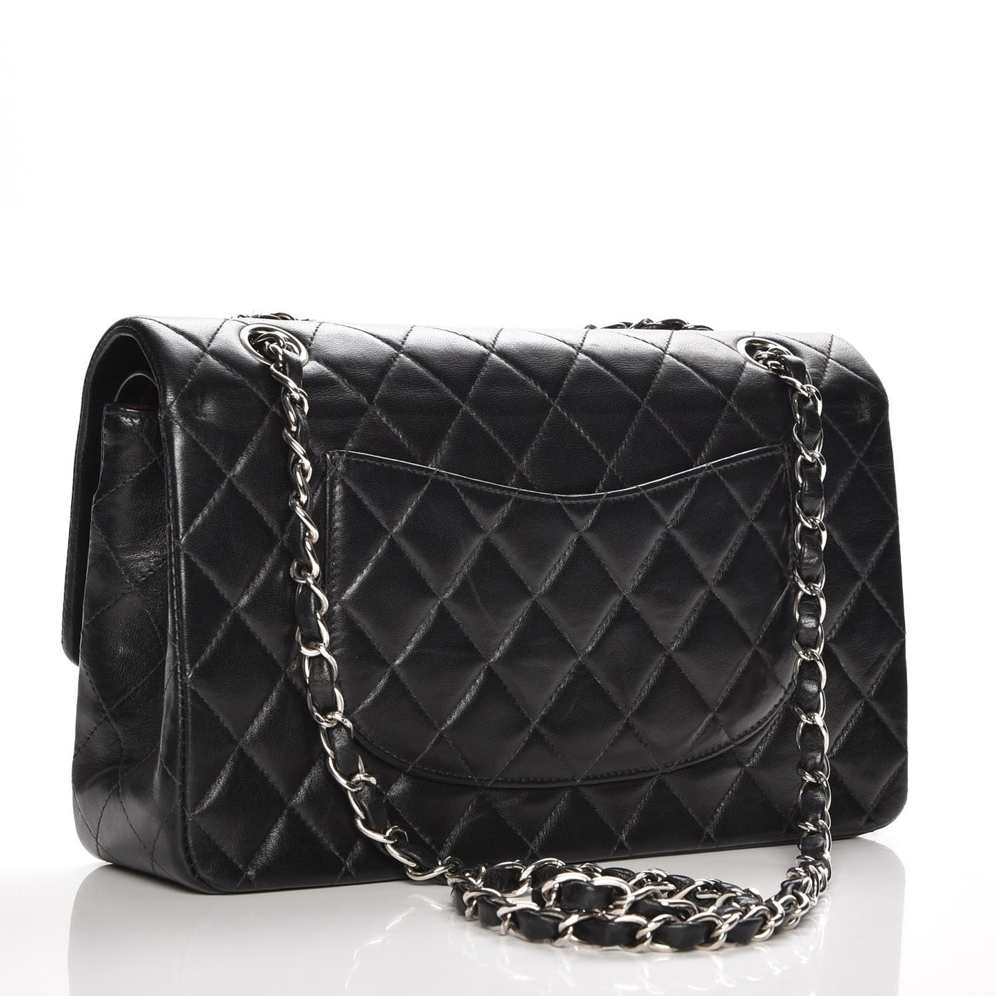 Lambskin Quilted Medium Double Flap Black