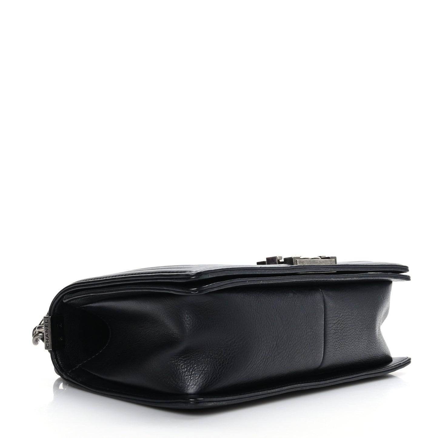 Calfskin Double Stitch Medium Boy Flap Black