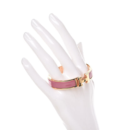 Hermes Enamel Narrow Clic Clac H Bracelet PM Rose Velours 2 of 5