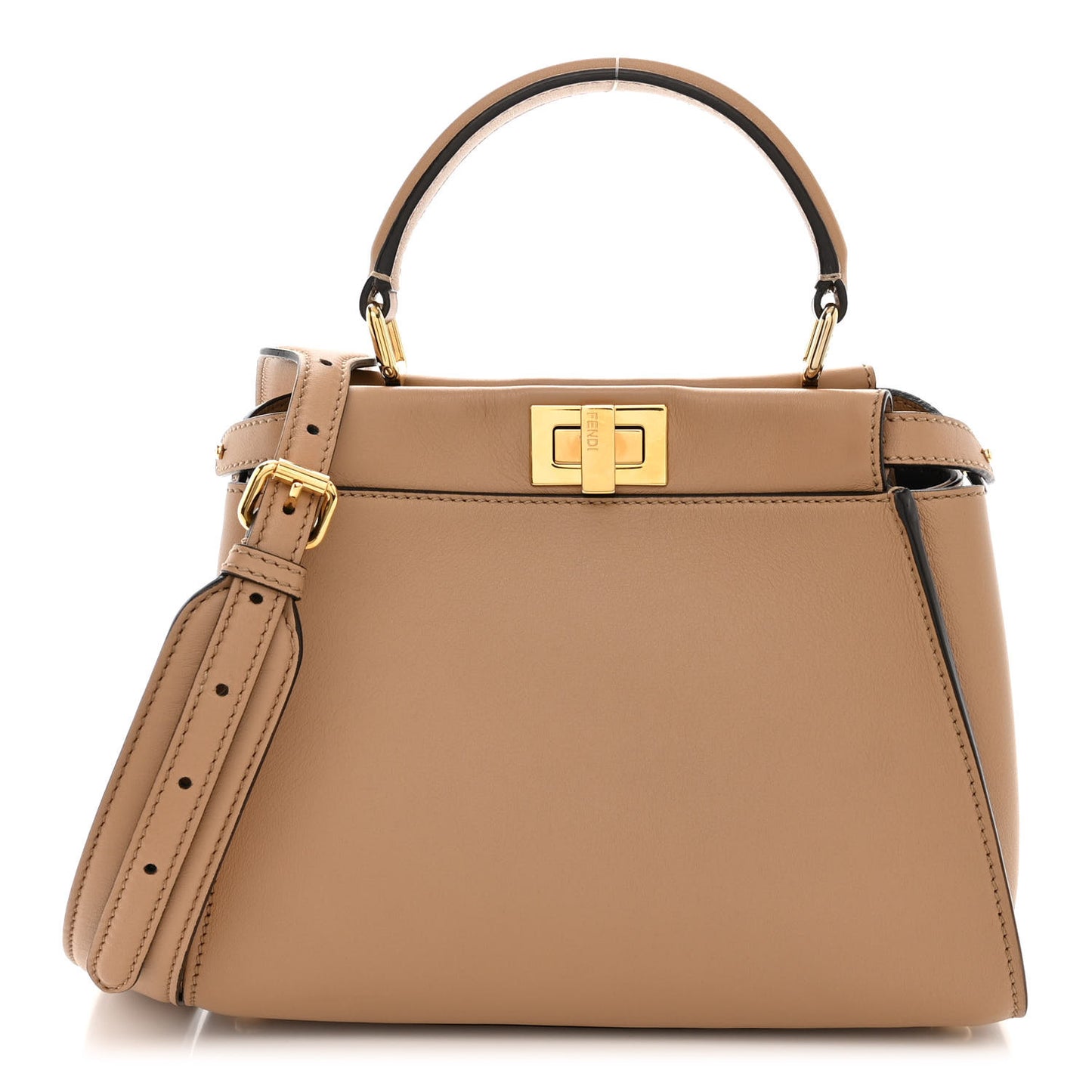 Vitello Seta Nabuk Pequin Mini Peekaboo Iconic Satchel Cuoio Tobacco Moro