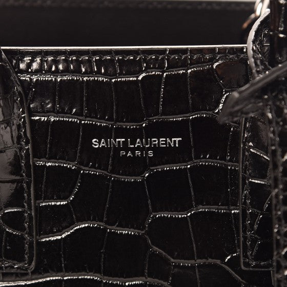 Saint Laurent Calfskin Crocodile Embossed Nano Sac De Jour Black 8 of 8