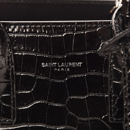 Saint Laurent Calfskin Crocodile Embossed Nano Sac De Jour Black 8 of 8