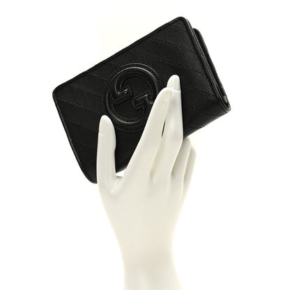 Gucci Sakai Be Green Calfskin Diagonal Stitched Blondie Travel Wallet Black 2 of 8