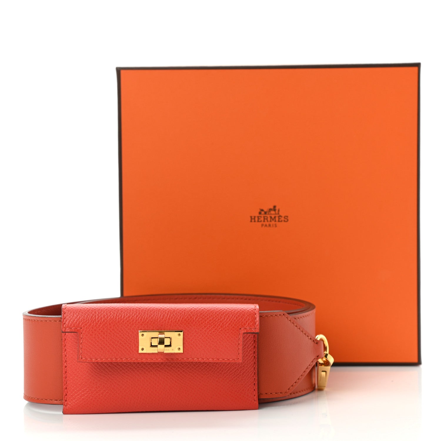 Hermes Swift Epsom Pocket Kelly Shoulder Strap Terre Battue Capucine 7 of 7