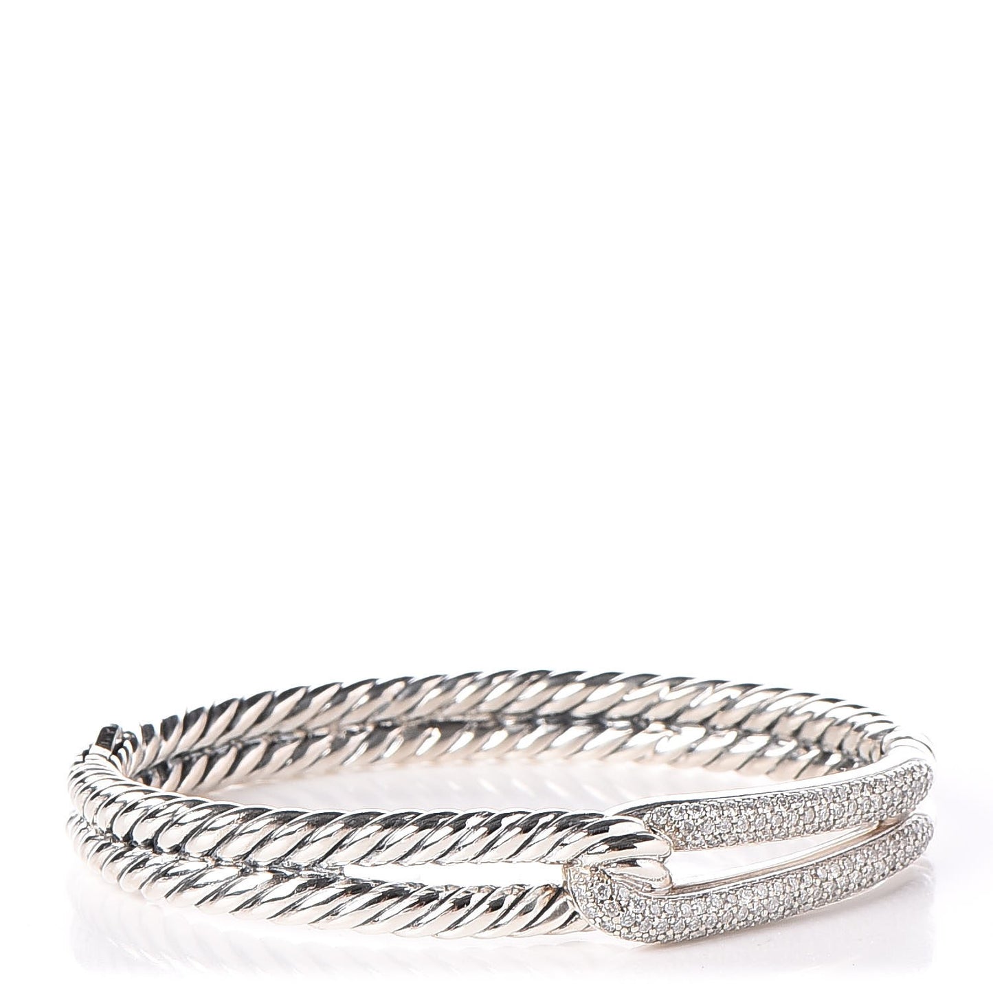 Sterling Silver Diamond Pave 10mm Single Loop Labyrinth Bracelet