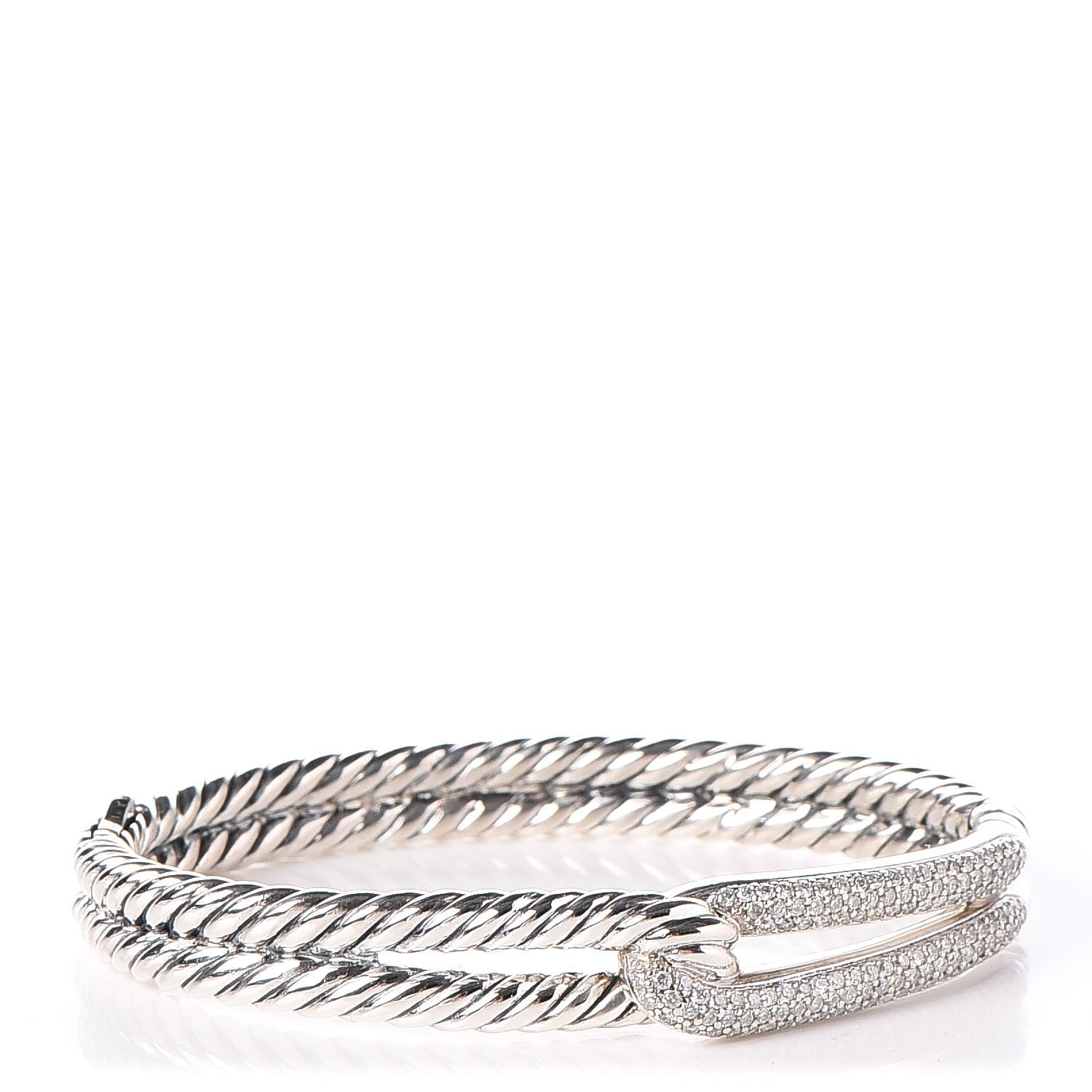 David Yurman Sterling Silver Diamond Pave 10mm Single Loop Labyrinth Bracelet 1 of 5