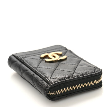 Chanel Caviar Quilted Studded CC Zip Card Holder Black 4 of 9