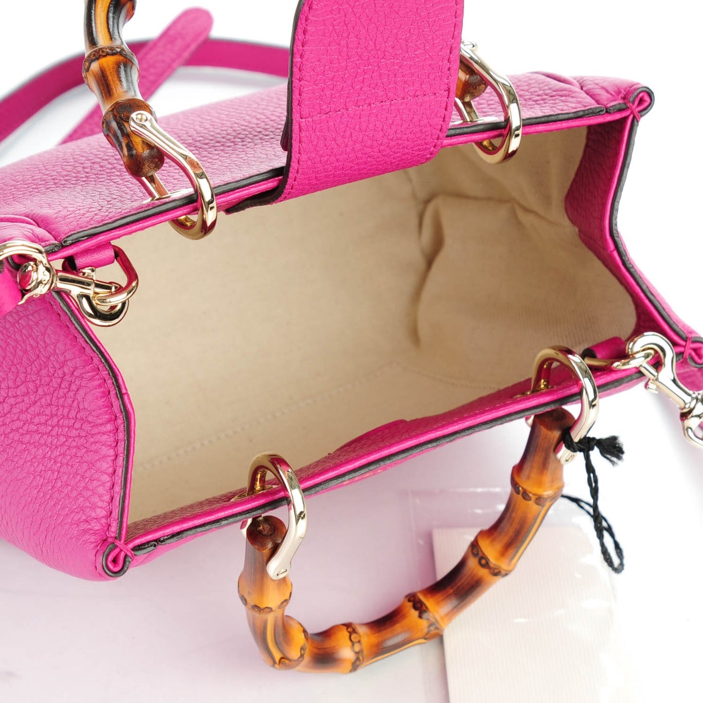 Cellarius Calfskin Calfskin Mini Bamboo Shopper Tote Bright Bouganville