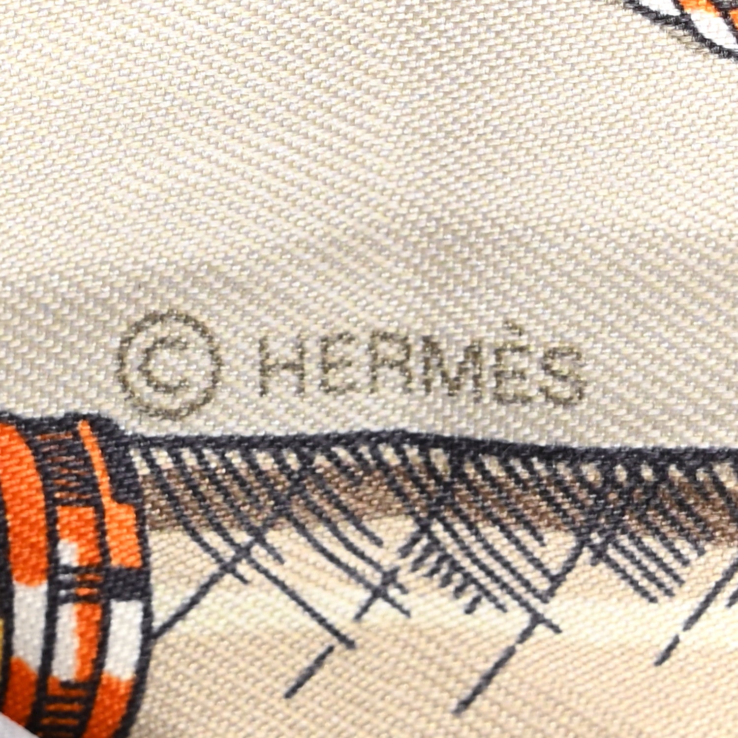 Hermes Silk Cavalcades Twilly Gris Perle Orange Acajou 4 of 4