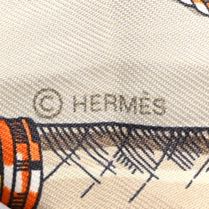 Hermes Silk Cavalcades Twilly Gris Perle Orange Acajou 4 of 4