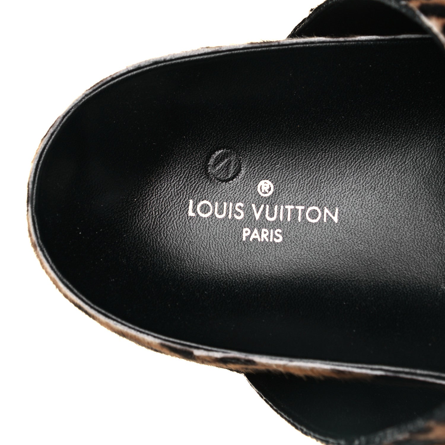 Louis Vuitton Calfskin Pony Hair Leopard Bom Dia Mule Sandals 38 Cognac Brown 8 of 9