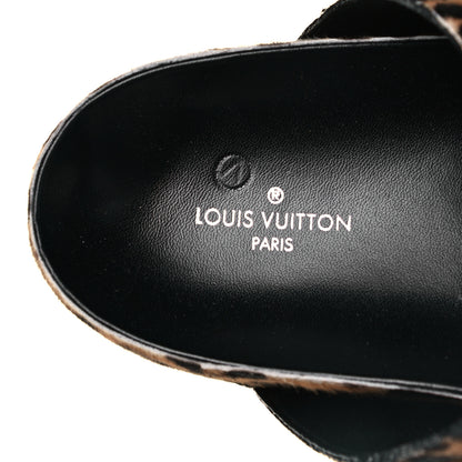 Louis Vuitton Calfskin Pony Hair Leopard Bom Dia Mule Sandals 38 Cognac Brown 8 of 9